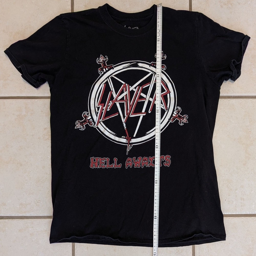 100% Cotton Slayer Band Hell Awaits Men’s Tee Shirt Size Medium - Picture 7 of 9